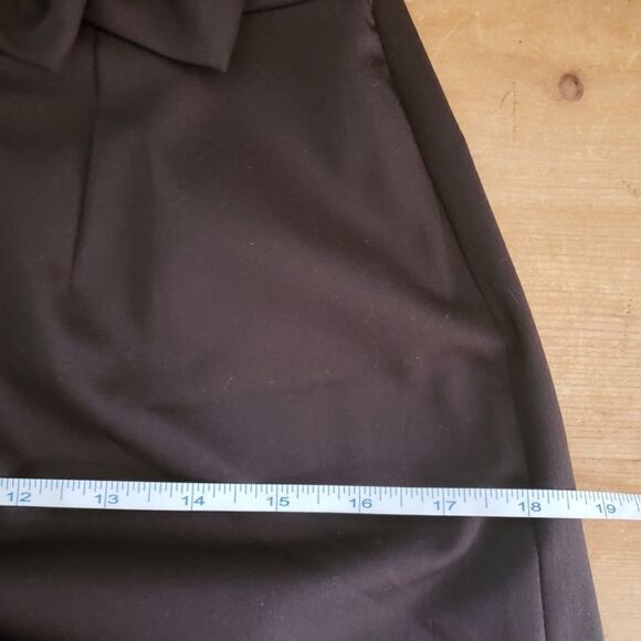 Jeanne D'arc NWT Medium Dark Brown Short Sleeve Scoop Neck Dress with Bow - Picture 13 of 16